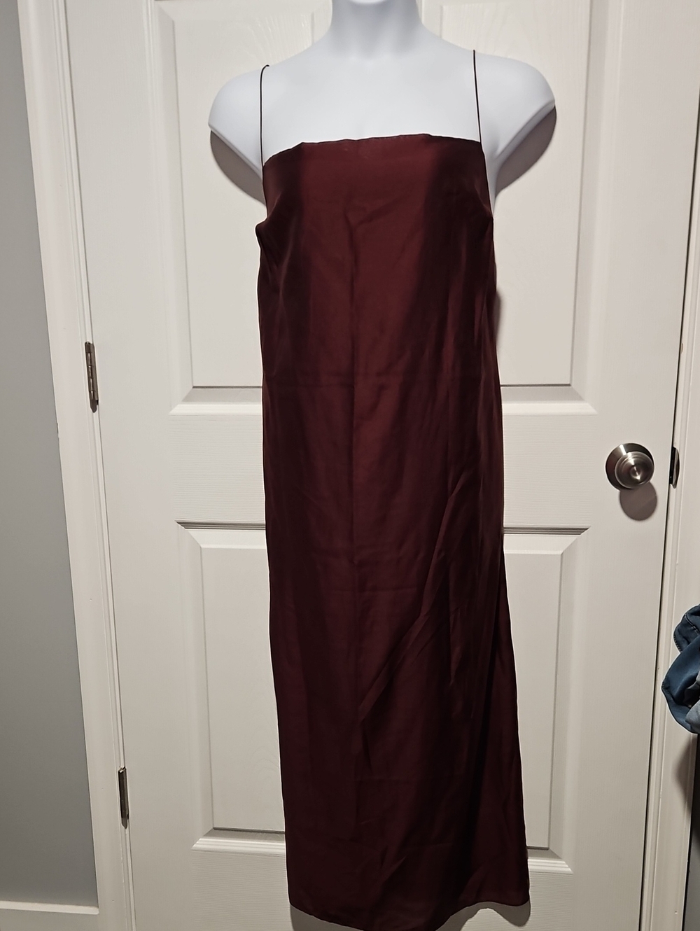 Elegant Wine Slip Dress with Thin Straps